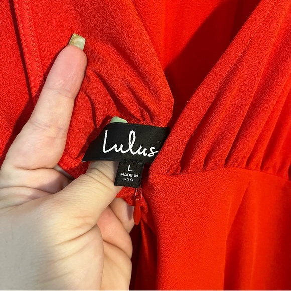 Lulu's Vibrant Red Halter Jumpsuit Size Large Formal Homecoming Holiday Party - Picture 2 of 10